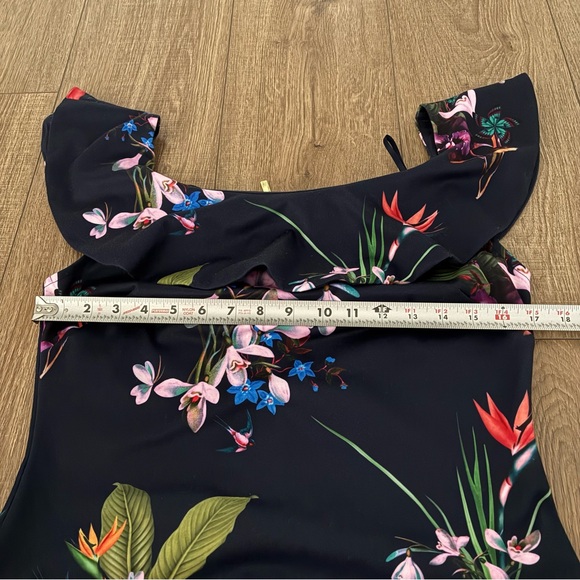 Ted Baker Navy Floral Off-Shoulder Blouse, size 3 like US size 6-8 - Picture 6 of 7